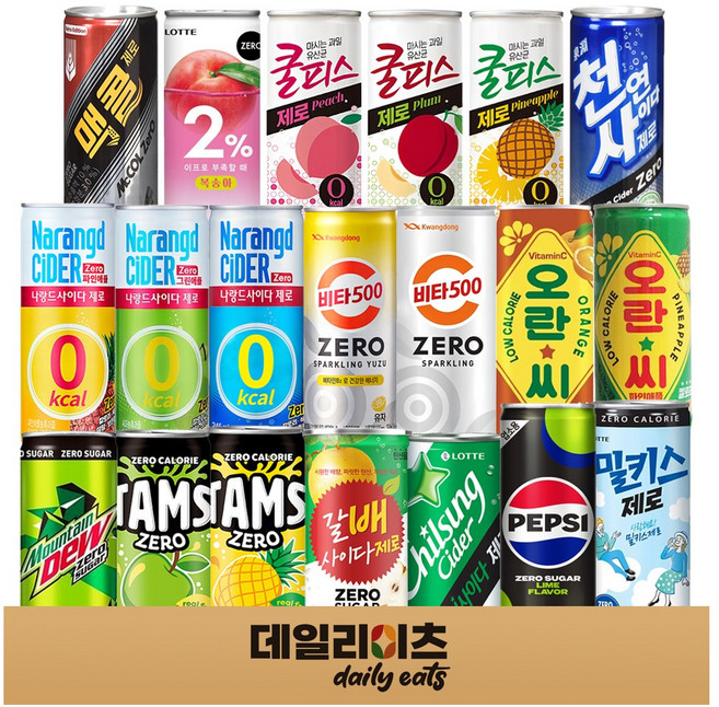 [데일리이츠] 제로칼로리 저칼로리 음료 탄산음료 20종 기획세트, 1박스, 250ml
