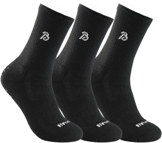 브로니스 스포츠 논슬립 양말, 블랙(3팩)