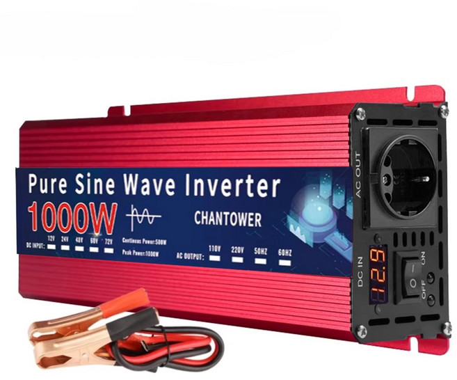 순수 정현파 인버터 12V 10000W 220V 변환기 태양광 소켓 유럽형 전력 5000W 충전기 3000W 1000W AC 자동차, 1000W 12V 220V