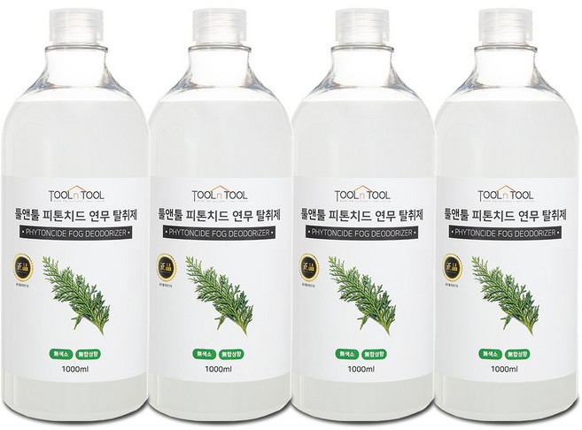 툴앤툴 피톤치드액 연무액 탈취제 4000ml(1000ml 3+1행사) 화장실냄새제거 피톤치드 연무기 용액 새집증후군 제거, 1L, 4개