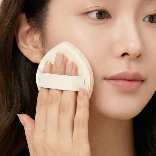 대왕 밀착 메이크업 쿠션 퍼프 2개 세트, 아이보리