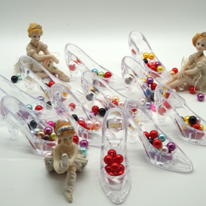 유리구두 투명 아크릴 하이힐 인테리어 웨딩 장식 발렌타인데이 선물 장식품 2개1세트