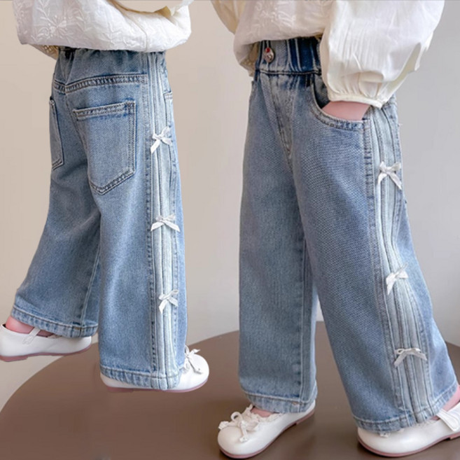 [더사랑이] 배스리본청바지 키즈 아동복 유아 데님팬츠 와이드청바지