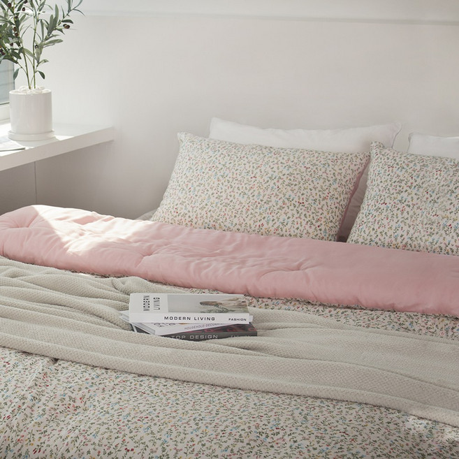 오리지널 침구세트 쥬디 도트 잔꽃 감성 모달 차렵이불 패드세트 화이트