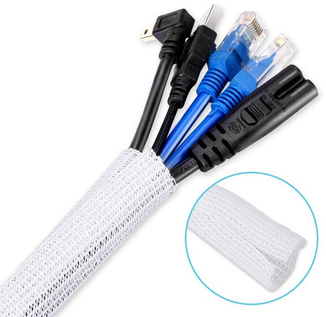 YF 매직 케이블 정리 튜브 전선보호튜브 고양이 강아지 전선보호커버, 화이트