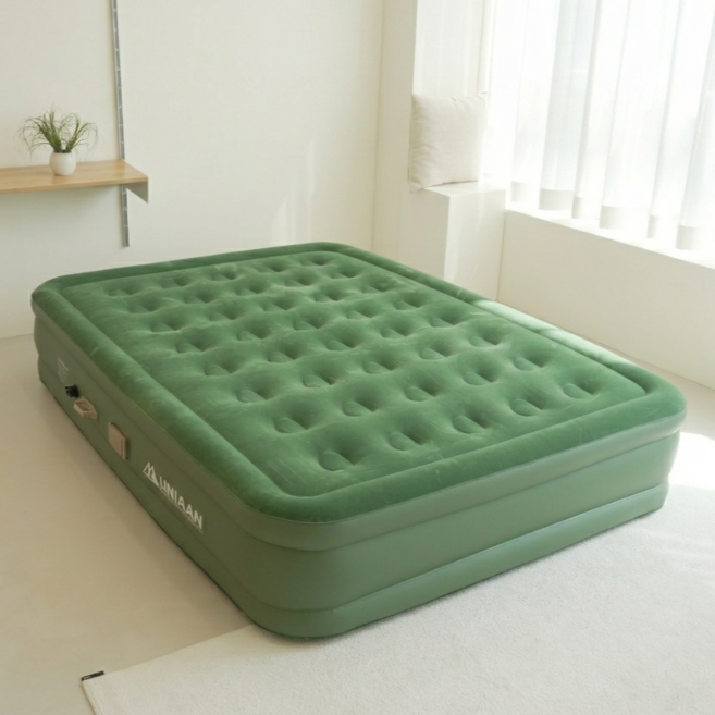 유니언 에어매트 캠핑 매트리스 자동펌프 내장 에어침대, 카키에디션, 40cm