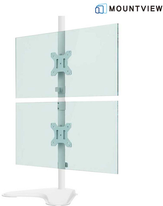 마운트뷰 화이트 상하 수직 모니터 암 스탠드형 거치대 MV12-C02V 27인치 32인치, 1개, 화이트 [BOM2107]