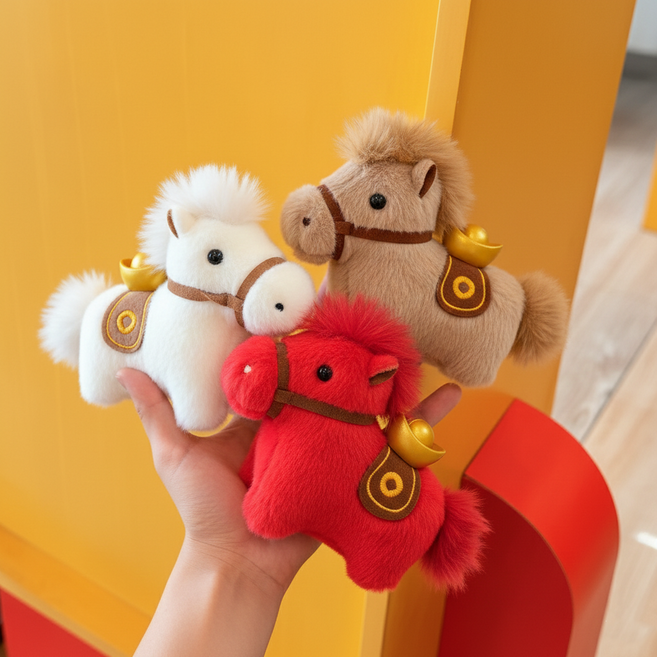 병오년 말키링 행운의 붉은 말 인형 가방 키링 2026년 말띠 해 아기 임산부 출산 선물, 붉은말, 1개