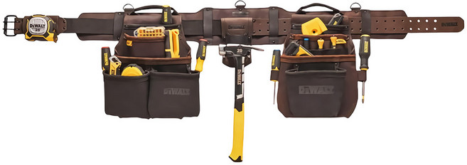 디월트공식대리점 공구 작업 툴 벨트 18포켓 누벅 가죽 파우치 세트 망치걸이 못주머니 DWST550113, 1개