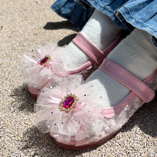 FROMBEBE 프롬베베 여아용 티아 데이지 오픈토 LED 라이팅 공주 샌들