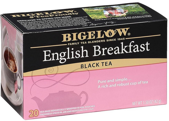 Bigelow Tea Perfectly Mint 홍차 카페인 티백 총 20개 262429, English Breakfast, 20, 2.1g