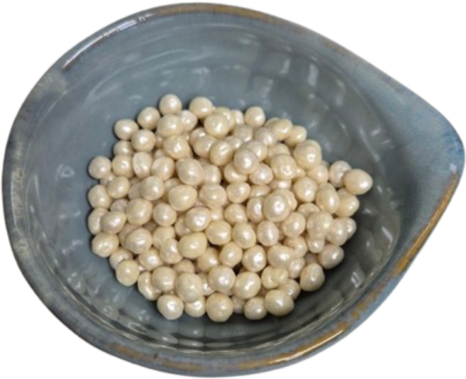 미니 럭스펄 화이트 조개마카롱 장식 데코 왕관케이크 식용구슬 진주 초콜릿 (펄이 들어간 구형 장식볼 5-7mm), 10g, 1개