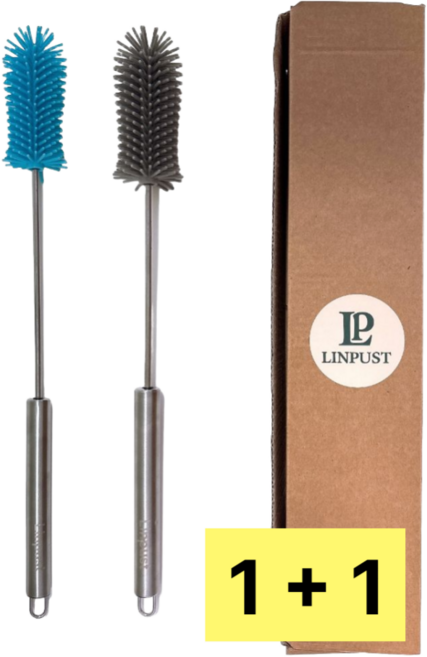 린퓨스트 특수 실리콘 물병 세척솔 텀블러, 1개, 무드그레이 + 스카이블루