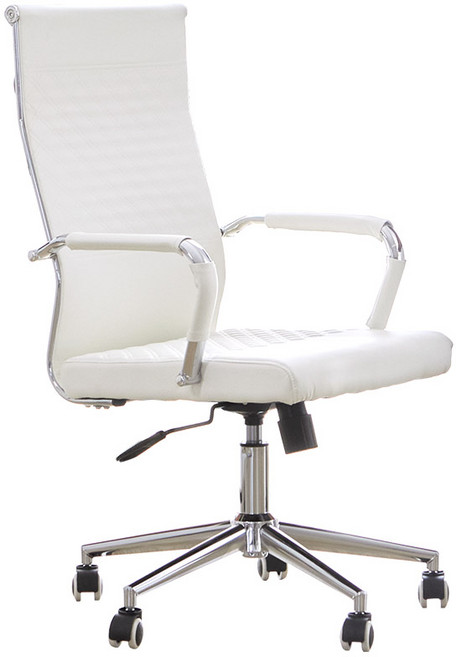 [리비니아] 타임 미드센츄리 회의실 컴퓨터 사무실 서재용 회전 가죽의자/크롬다리 3Colors, 화이트