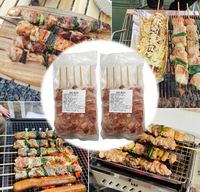 [캠핑용 수제 닭꼬치] 파닭꼬치 10꼬치(1.3kg) / 순살닭꼬치10꼬치(1.2kg) / 반반꼬치(순살5+파닭5) / 닭다리살 / 캠핑용 / 업소용 / 추가상품(소스), 2. 순살닭꼬치 1.2kg [120gx10꼬치], 1.2kg, 1개