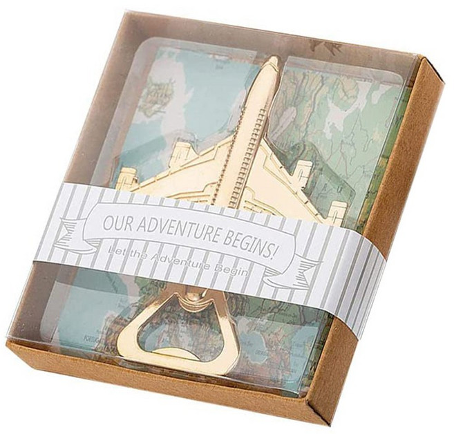 10Pcs Airplane Bottle Opener Gifts for Pilot in Box, 01 Gold