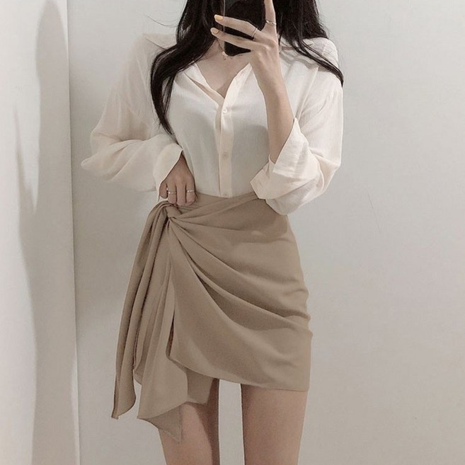 COSYEVNO 여성 봄여름 언밸런스 스타일 미니스커트 BCXbgzdq-6