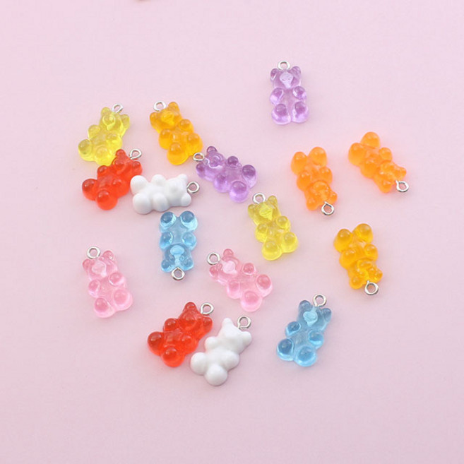1개) 젤리곰 고리형 팬던트참 -8color, 스카이, 1개
