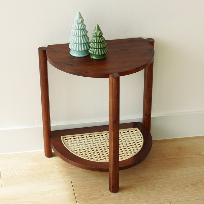 아크 원목 협탁 침대 옆 미니 테이블 틈새 선반, 월넛, 1개