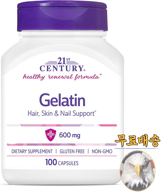 미국산 21세기센트리 젤라틴 600mg 100캡슐 21st Century Gelatin 선물증정, 1개, 100정