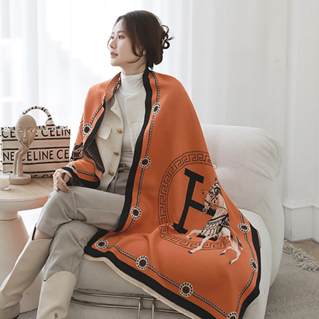 히야린느 여성 명품디자인 대형 숄 스카프 머플러 판초 (14컬러)