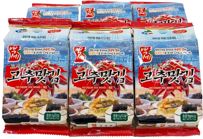 청양고추맛김 1+1 총12봉지(2번들) 매운김 참치김 과메기김 소고기김 삼겹살김 도시락김 땡초김 안주김 고추김, 30g, 2개