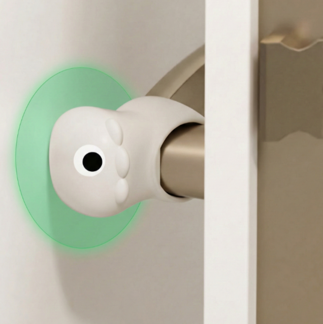 웨이백홈 무타공 방문 손잡이 문콕방지 실리콘 쿠션, 화이트, 4개