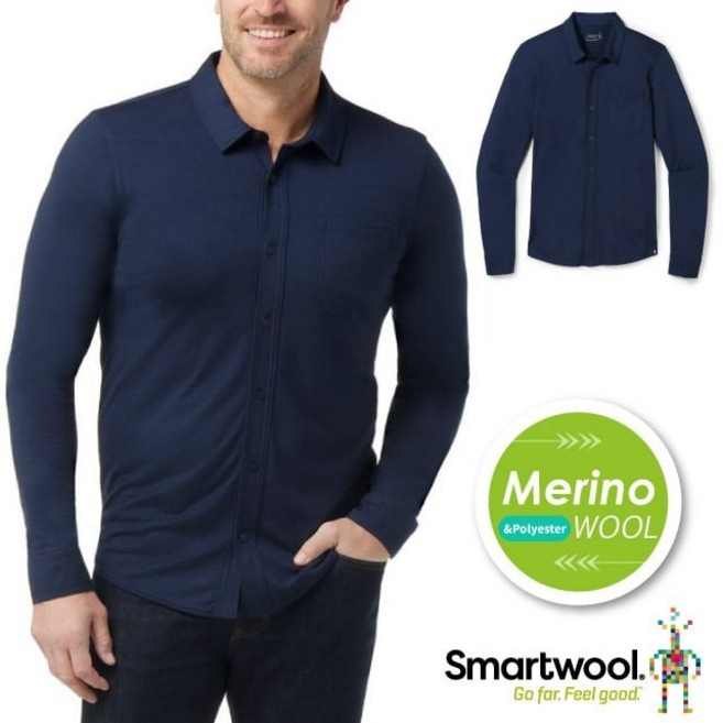 【美國 SmartWool】L零碼送》男 抗菌除臭 長袖羊毛襯衫 POLO衫 登山長袖襯衫 排汗襯衫 SW017349