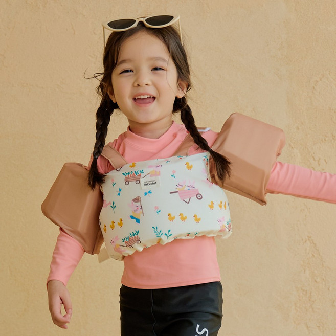 원라인 아기 유아 어린이 퍼들점퍼 팔튜브 암튜브 구명조끼 암링자켓, 1개, 토끼(래빗엣팜)