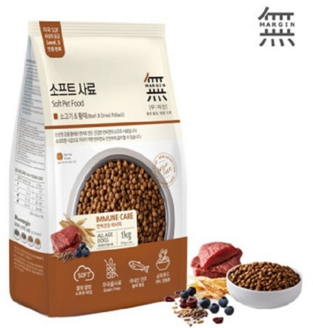 무마진 강아지 소프트사료 소고기와 황태, 1kg, 1개, 닭