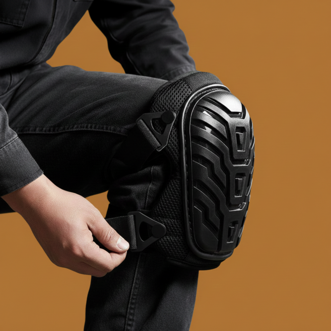 안 풀리는 산업 작업용 TPE 하드쉘 더쎈 무릎보호대 프로 2P 1세트, 1개, 블랙