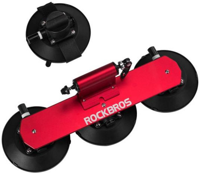 ROCKBROS (록 브로스) 자전거 용 루프 캐리어 자동차 플랙 흡반 1 대 적재 2 3 상처 방지 설치 간단, 06 레드(1대용)