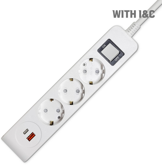 위드아이엔씨 국산 USB 멀티탭 C타입 겸용 3구 WI-UMC1638, 1개, 화이트, 5m