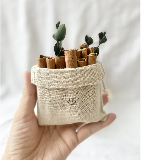 [로기블룸] 시나몬주머니 천연 방향제 탈취 차량용 향낭 계피향 모기퇴치 캠핑 차박, 작은주머니, 1개