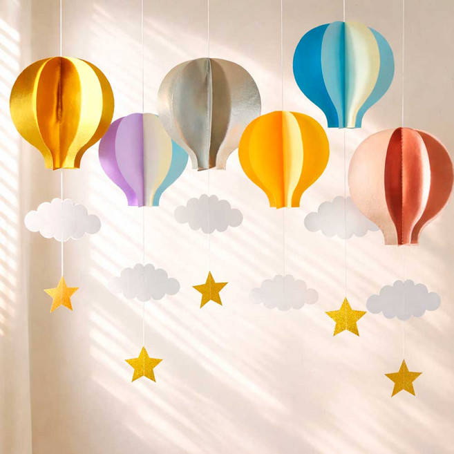 다람앤토리 가볍고 안전한 예쁜 열기구 모빌, 혼합