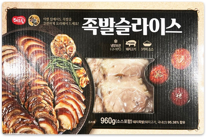 코스트코 해드림 족발 슬라이스 960g 무료배송/냉장 국산 돼지고기 3가지 소스 동봉 새우젓 쌈장 스파이스 양념 술안주 간식 야식 반찬, 2개