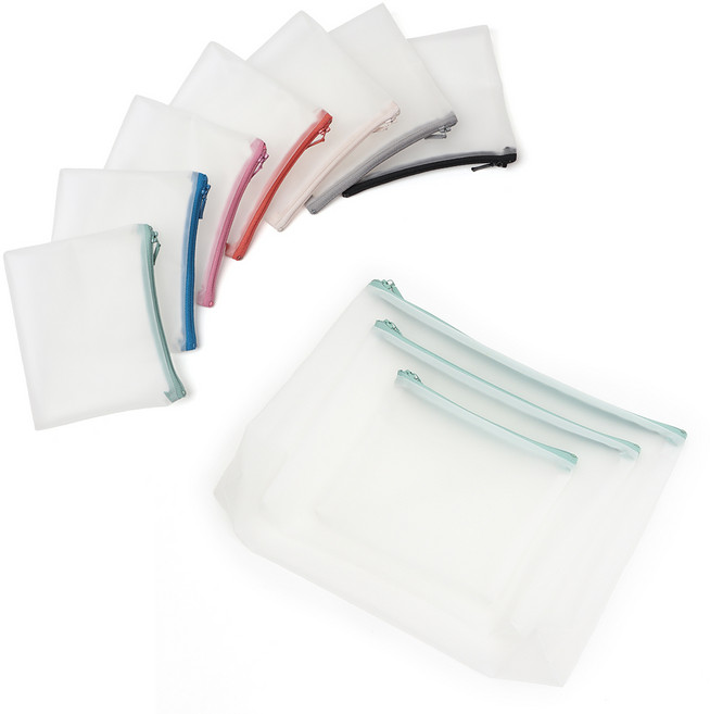 KC인증 어린이집 준비물 말랑말랑 파우치 3종 세트 S M L 투명 말랑 TPU 지퍼파우치 등원 유치원용 베베띵