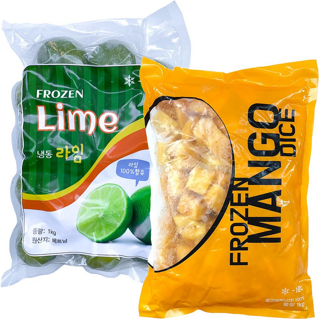 힘찬푸드 프리미엄 냉동과일, 1세트, 49_라임1kg+망고1kg