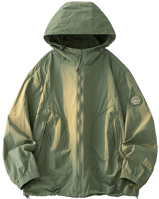 Asure 남성 여름 후드 래쉬가드 쿨링 속건 통기 경량 낚시복, 그린