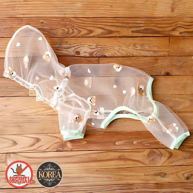 강아지 고양이 올인원 대형견 진드기제거 모기퇴치 해충방지 망사올인원 D곰돌이, 1개