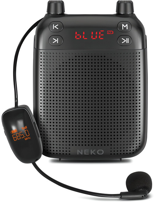 NEKO 휴대용 UHF 무선 마이크 블루투스 앰프, NK-UA400ULTRA, 블랙, 1개