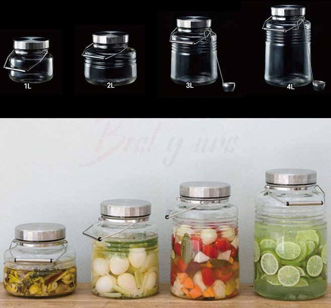 아데리아 메탈 뚜껑 밀폐 유리병 담금주 매실청 보관 용기 이시즈카, 1개, 1L
