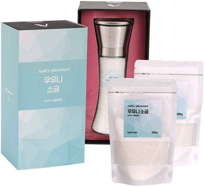 핑크솔트 소금 선물세트 히말라야 안데스 우유니 미네랄 식용 암염, 우유니 솔트, 1세트, 580g