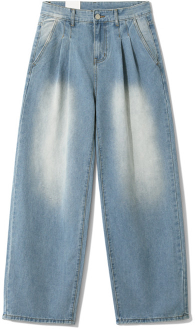 엠엔씨 남성용 브러쉬 워싱 투턱 와이드핏 청바지 MDIP592JM