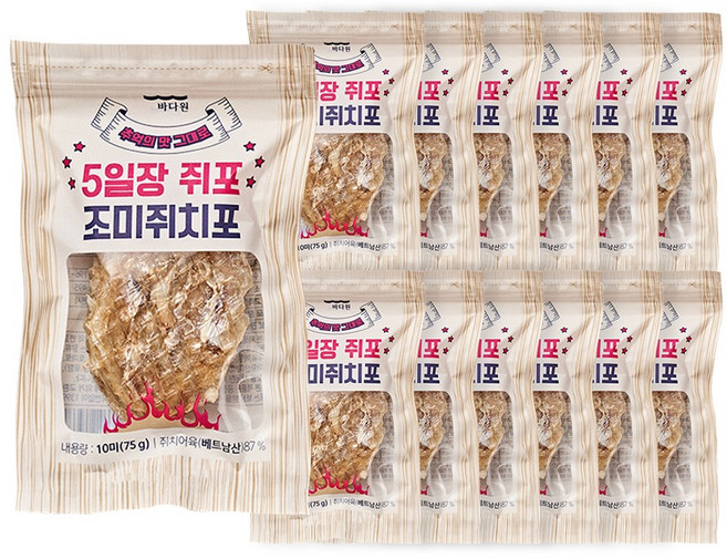 제철장터 바다원 오일장 쥐포, 13개, 750g