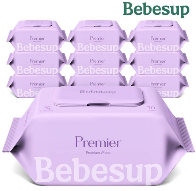 베베숲 프리미어 물티슈 캡형, 70g, 70매, 10개