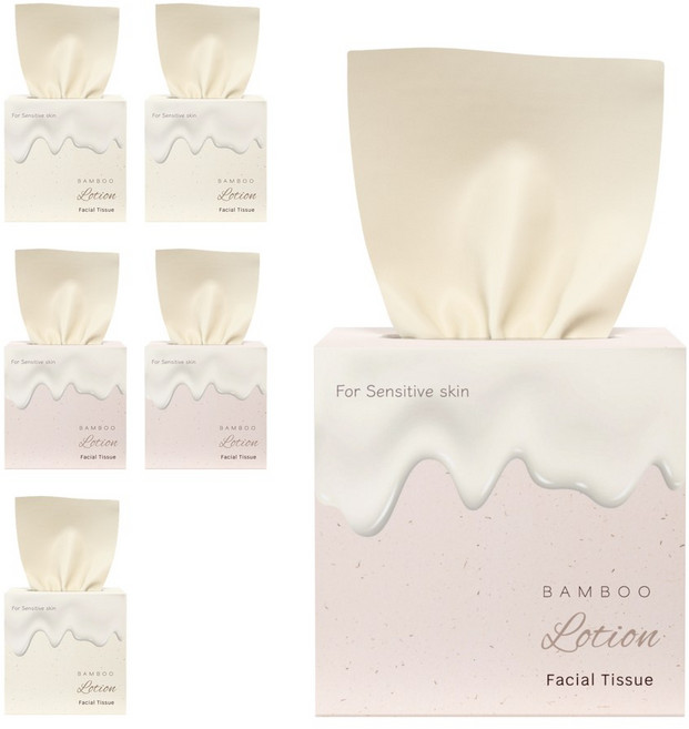 휴홈 무표백 보습 대나무 로션 티슈 미니, 6개, 250매