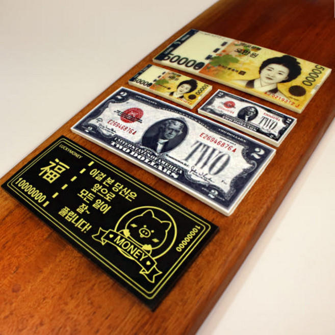 옵션2. 미니오만원-레이즈사인판 지폐 신사임당 복 모양 세벳돈 동전 케이크 쿠키 마카롱 떡 장식 만우절 데코 토퍼 픽 꾸미기, 100개, 3g