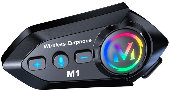 MOCOERL 오토바이 헬멧용 블루투스 배달 라이더 모터사이클 인터콤 블루투스 헤드셋, 블랙, M1