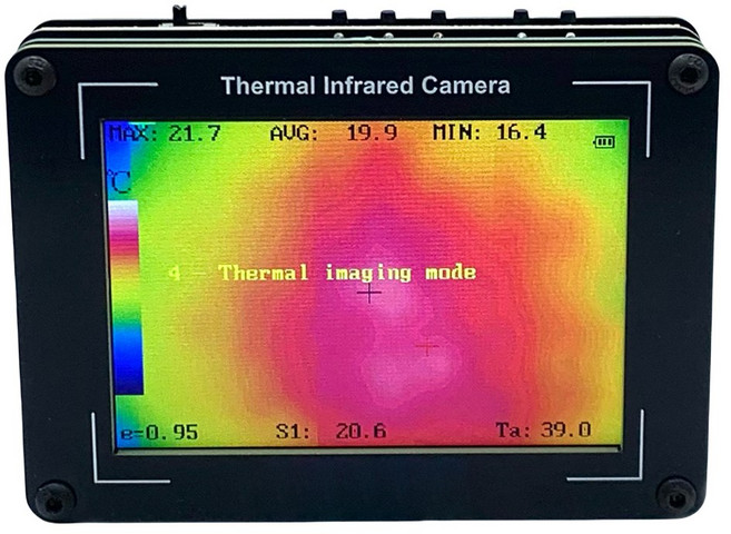 LCD 디스플레이 열 화상 카메라 휴대용 온도 산업용 감지 USB 충전 장치, MLX90640ESF-BAB 3.5, 1개